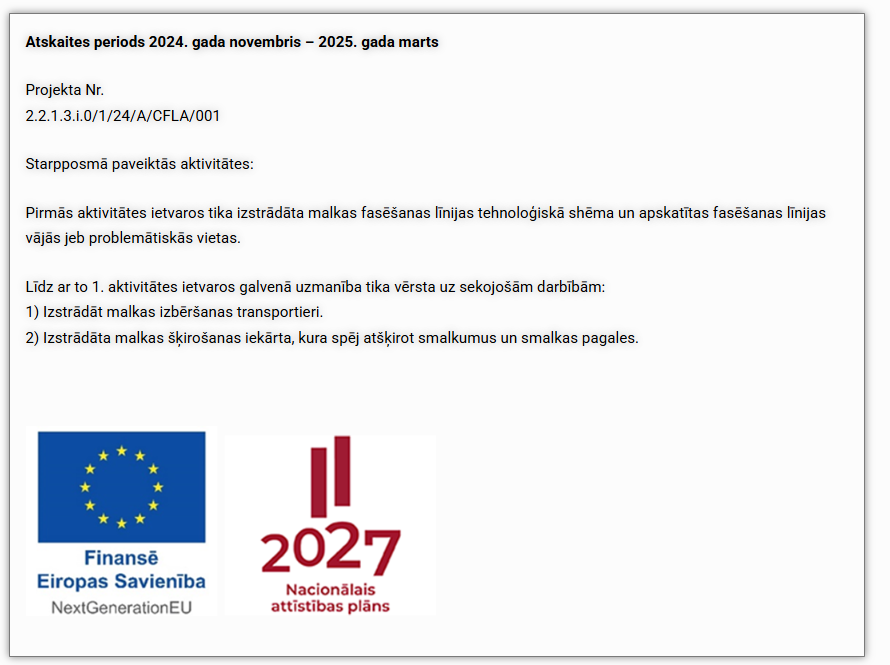 Atskaites periods 2024. gada novembris – 2025. gada marts