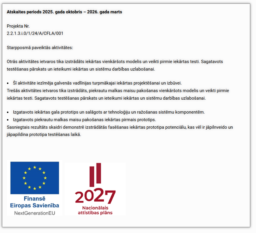 Atskaites periods 2025. gada oktobris – 2026. gada marts