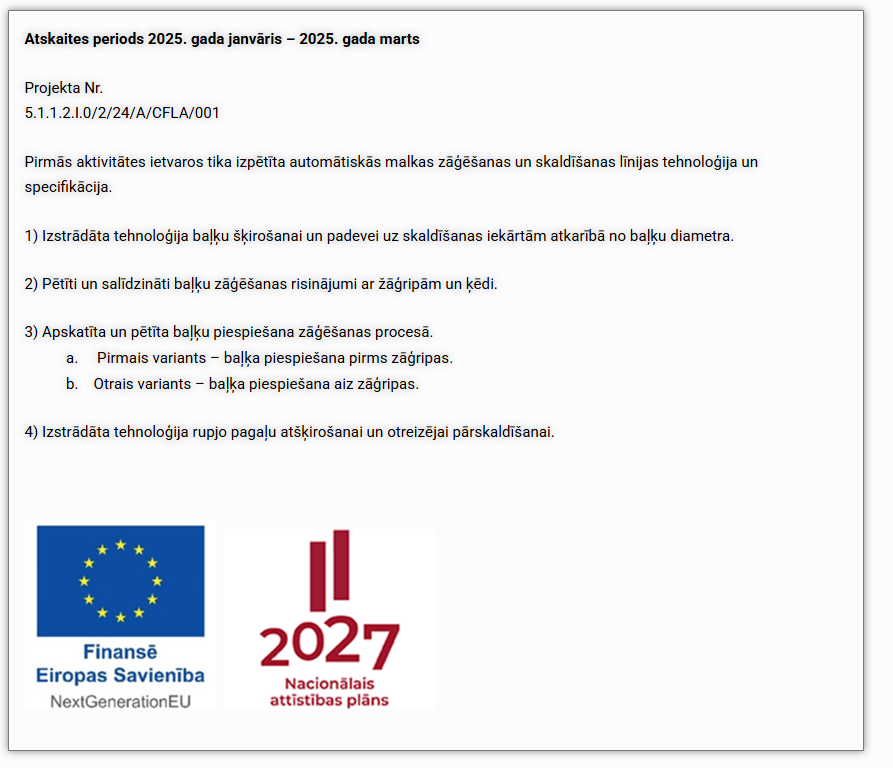 Atskaites periods 2025. gada janvāris – 2025. gada marts