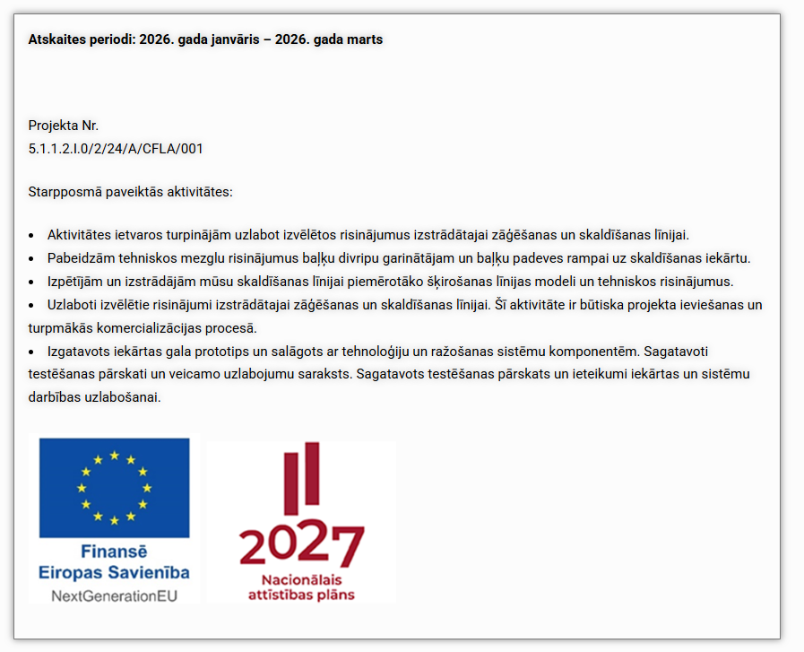 Atskaites periodi 2026. gada janvāris – 2026. gada marts